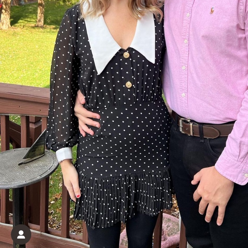 Long sleeve polka dot dress